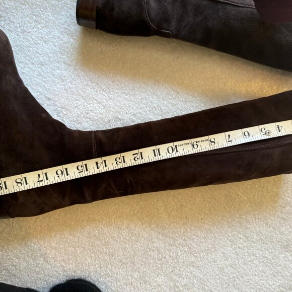 New Ann Mashburn Pull-On stretchy Chocolate Suede Boots - Picture 7 of 15